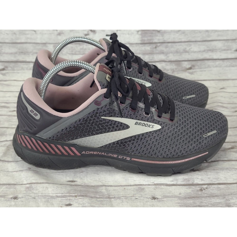 Brooks Adrenaline GTS 22 Road Running Athletic Shoes Womens 10 Gray Pink Black